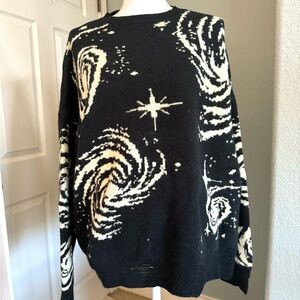 Star, Galaxy, Black and Cream distressed sweater, new with tags
